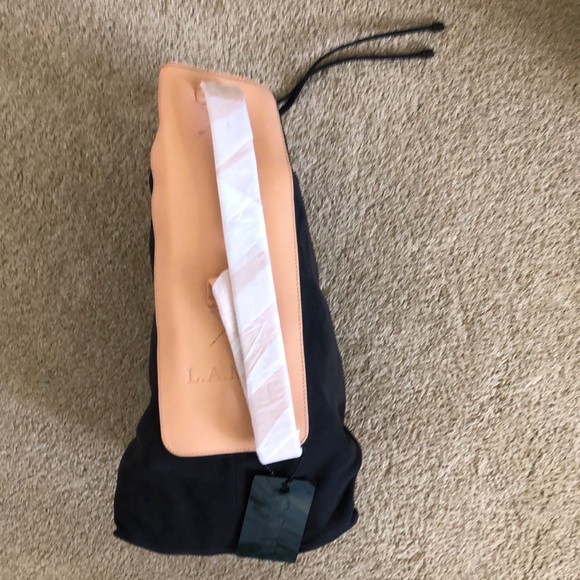 L.A.M.B Suede and Leather ELKE Bucket Bag Black - Picture 2 of 8